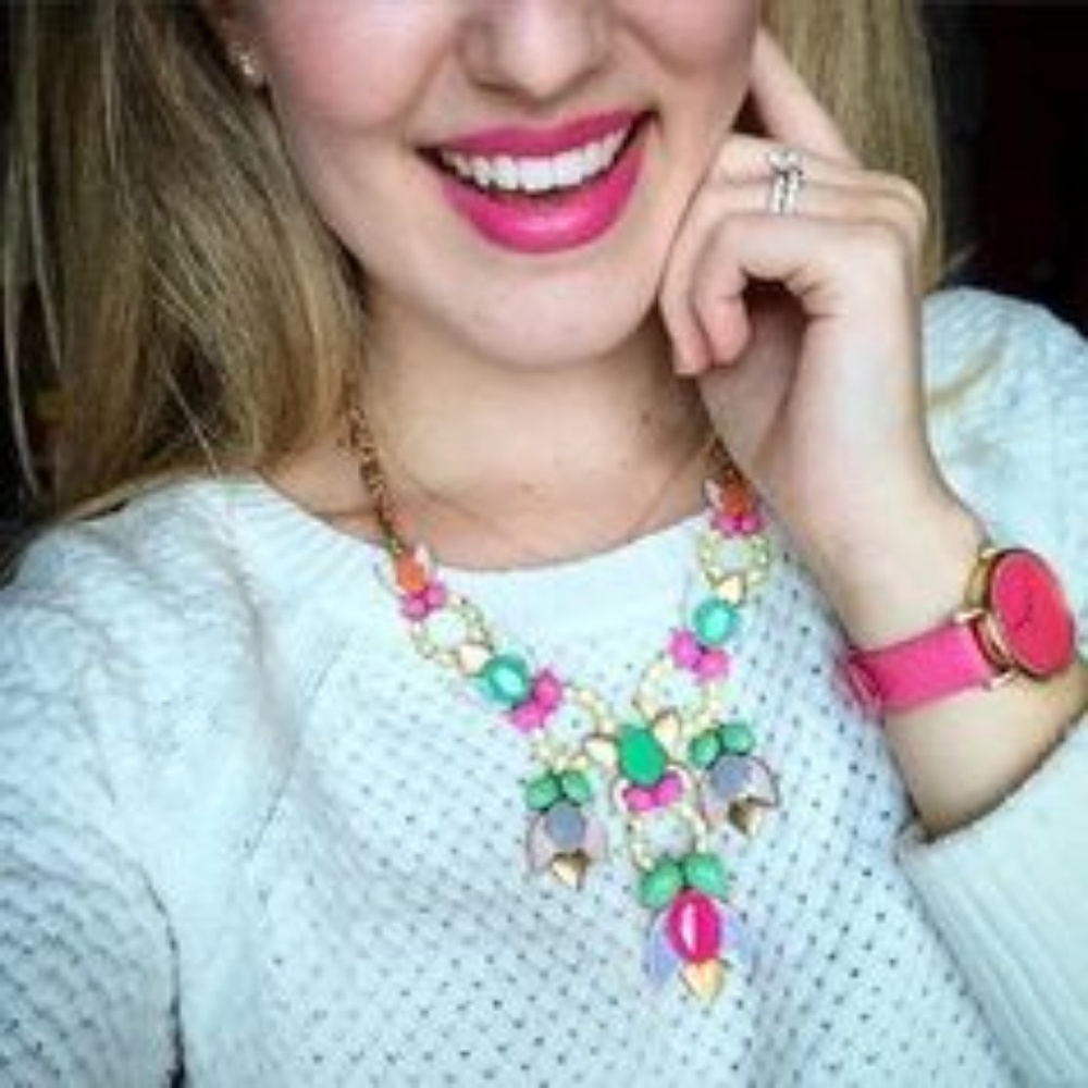 Stella & Dot | Neon Pink+Green Gorgeous POPTropicana NEW Statement Neckl… - Picture 2 of 12